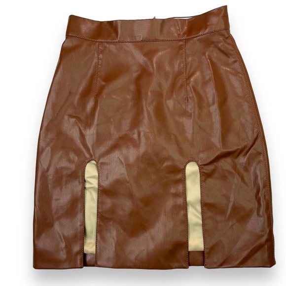 Aleksandre Akhalkatsishvili Cutout High-waisted Vegan Leather Skirt Sz Small - Picture 2 of 16